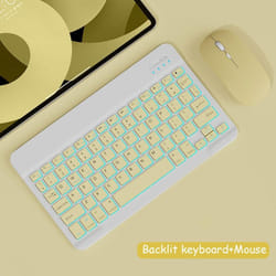 Bluetooth Wireless Keyboard And Mouse Russian French Portugue Spanish Korean Language For Android iOS Windows Phone Table - yellow, RGB keyboard+Mouse