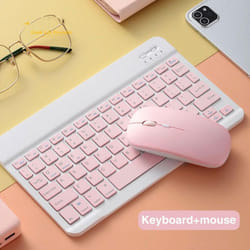 Bluetooth Wireless Keyboard And Mouse Russian French Portugue Spanish Korean Language For Android iOS Windows Phone Tablet iPad - pink, keyboard+Mouse