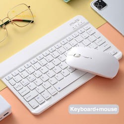 Bluetooth Wireless Keyboard And Mouse Russian French Portugue Spanish Korean Language For Android iOS Windows Phone Tablet iPa - white, keyboard+Mouse