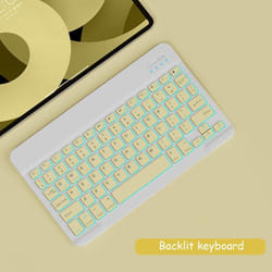 Bluetooth Wireless Keyboard And Mouse Russian French Portugue Spanish Korean Language For Android iOS Windows Phone Tablet iPad - yellow, RGB keyboard