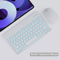 Bluetooth Wireless Keyboard And Mouse Russian French Portugue Spanish Korean Language For Android iOS Windows Phone Tablet - white, RGB keyboard+Mouse