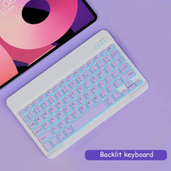 Bluetooth Wireless Keyboard And Mouse Russian French Portugue Spanish Korean Language For Android iOS Windows Phone Tablet iPad - purple, RGB keyboard
