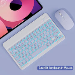 Bluetooth Wireless Keyboard And Mouse Russian French Portugue Spanish Korean Language For Android iOS Windows Phone Tablet - blue, RGB keyboard+Mouse
