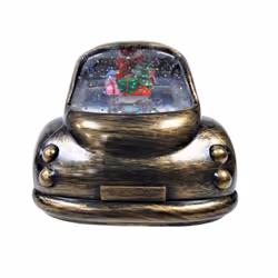 Christmas Water Spinner Car Santa Decoration White LEDs 20cm Gold
