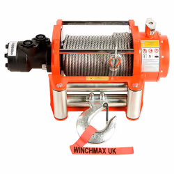 10,000lb Hydraulic Winch. 25m x 9.1mm Steel Rope.