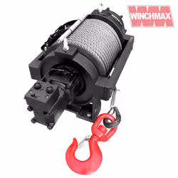 45,000lb (20,411kg) Hydraulic Recovery Winch, HGV/Industrial/Commercial, Long Drum, Steel Rope & Swivel Hook.