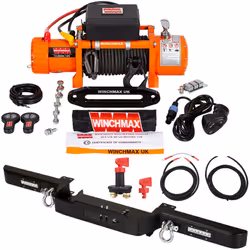 13,500lb 12V Winch. 25m x10 mm Armourline Rope. Defender Winch Bumper.