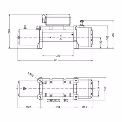 13,500lb Military Grade 12V Winch. 25m x 10mm Armourline Rope.