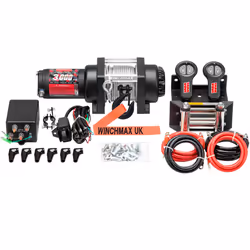3,000lb Military Grade 24V Winch. 15.5m x 5mm Steel Rope.