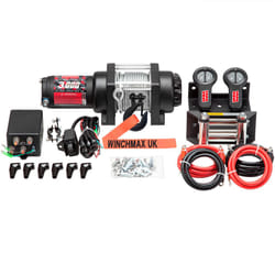 3,000lb Military Grade 24V Winch. 15.5m x 5mm Steel Rope.
