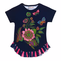 Camiseta Manga Corta Mimi Rep Cuello Redondo 19sgtkxk Para Niña - blue, 3/4 AÃOS