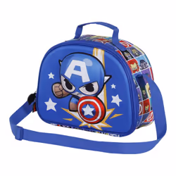 Captain America Punch-3D Lunch Bag, Blue, 25.5 x 20 cm