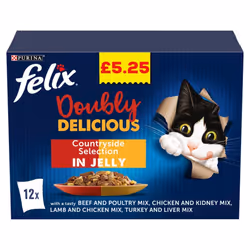 Felix Doubly Delicious Countryside Selection in Jelly 12 x 100g (1.2kg) (Pack of 1)
