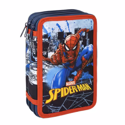 Triple Pencil Case Spiderman 43 Pieces Blue (12 x 19,5 x 6,5 cm)