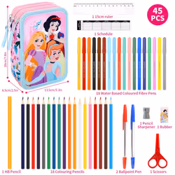 Disney Princess 3 Tier Large Pencil Case School Pens Pencils Sets