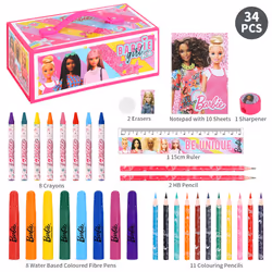 Barbie Kids 34pc Colouring Art Stationery Travel Set for Children