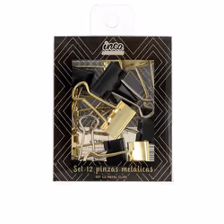 Metallic Tongs black and gold 1,9 cm 12 u