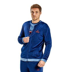 Chaqueta De Pijama Terciopelo Manga Larga Mudp0153 Para Hombre - blue, XL