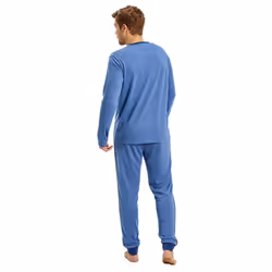 Pijama De Invierno Manga Larga Mudp0252 Pijama De Hombre Invierno, Ropa De Dormir Hombre, Conjunto De Pijama Para Hombre - blue, L
