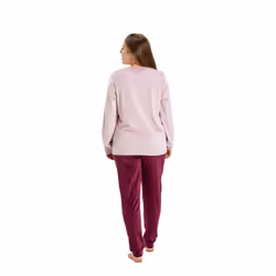 Pijama De Manga Larga Estampado Mudp0302 Mujer - garnet, M