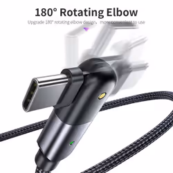 ROCK 180 Degree Rotate Cable Fast Charging Micro USB Type C Cable Mobile Phone Type-C Wire Cord For iPhone IOS - black, Type C 2M