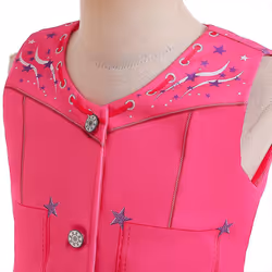 Girls Barbie Costume Pink Vest Long Flared Pants Trousers With Scarf Movie Cosplay Outfits For Kids Halloween Carnival Fancy Dress Up - 12-13 Years