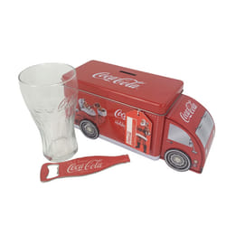Coca-Cola Truck Money Tin With Glass & Bottle Opener