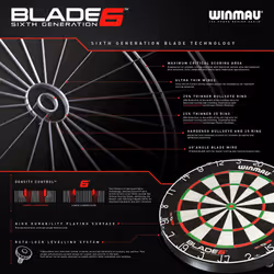 WINMAU Darts Blade 6 Professional Bristle Dartboard with Official tournament specifications | Endorsed by the PDC