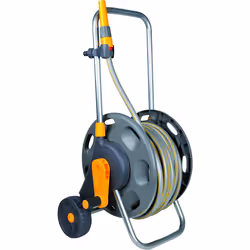 HOZELOCK - Cart Plus 50m (ø 12.5 mm) Assembled : Max Capacity 60m, 1-piece Rewind Handle, Sturdy Frame for General Use,