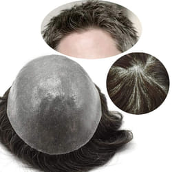 LYRICAL HAIR Human Hair Toupee for Men Full Poly Mens Toupee All Transparent Soft Thin Skin 0.1-0.12mm Hair Piece Replacement System Durable PU Hair U