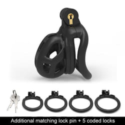 Men's Resin Nylon Chastity Belt Set with 4 Cock Penis Rings Sleeve Lock Cobra Cock Cage with Keys Male Extreme Bondage Sex Toys - Nub