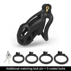 Men's Resin Nylon Chastity Belt Set with 4 Cock Penis Rings Sleeve Lock Cobra Cock Cage with Keys Male Extreme Bondage Sex Toys - Small