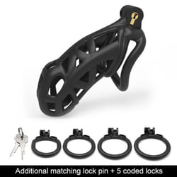 Men's Resin Nylon Chastity Belt Set with 4 Cock Penis Rings Sleeve Lock Cobra Cock Cage with Keys Male Extreme Bondage Sex Toys - Maxi