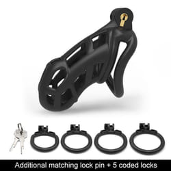 Men's Resin Nylon Chastity Belt Set with 4 Cock Penis Rings Sleeve Lock Cobra Cock Cage with Keys Male Extreme Bondage Sex Toys - Standard