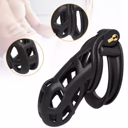 Men's Resin Nylon Chastity Belt Set with 4 Cock Penis Rings Sleeve Lock Cobra Cock Cage with Keys Male Extreme Bondage Sex Toys - Standard