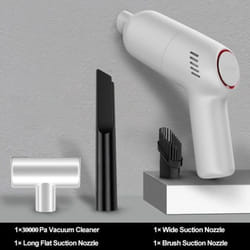 30000Pa Powerful Car Vacuum Cleaner Wireless Handheld Portable Household Mini Vacuum Cleaner with 4000mah Battery Wet and Dry Use - white