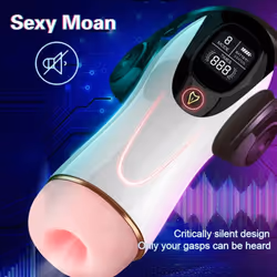 Automatic Male Masturbator Cup Vibration Sex Blowjob Real Vagina Pocket Pussy Penis Oral Sex Machine Toys For Man Adults 18+ - white