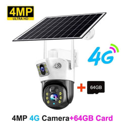 4G Sim Camera Solar 8MP 4K Outdoor Low Powered Video Cam Night Vision Two Way Audio PIR V380 Pro CCTV IP Camara With Solar Panel - 4MP+64GB Card