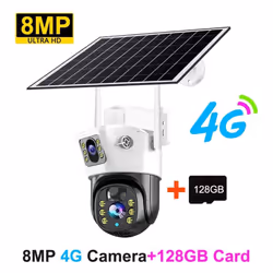 4G Sim Camera Solar 8MP 4K Outdoor Low Powered Video Cam Night Vision Two Way Audio PIR V380 Pro CCTV IP Camara With Solar Pa ...