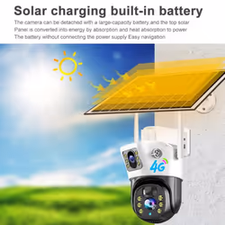 4G Sim Camera Solar 8MP 4K Outdoor Low Powered Video Cam Night Vision Two Way Audio PIR V380 Pro CCTV IP Camara With Solar Panel - 8MP+128GB Card