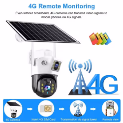 4G Sim Camera Solar 8MP 4K Outdoor Low Powered Video Cam Night Vision Two Way Audio PIR V380 Pro CCTV IP Camara With Solar Panel - 8MP+128GB Card