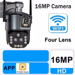 16MP 8K Wifi IP Camera 20X Zoom Four Lens Outdoor Wireless Security Camera PTZ 360 Smart Home Security Protection CCTV Wifi S ...
