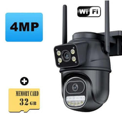 New EU 12MP 6K WiFi Camera Outdoor Three Lens Dual Screens 8X Zoom CCTV Mini Video Cam Auto Tracking Security Protection Surveillance iC - 4MP Add 32G