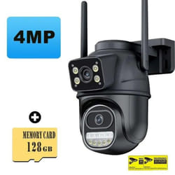 New EU 12MP 6K WiFi Camera Outdoor Three Lens Dual Screens 8X Zoom CCTV Mini Video Cam Auto Tracking Security Protection Surveillance i - 4MP Add 128G