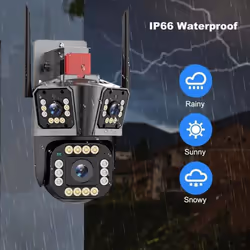 8K WIFI IP Camera Four Lens Three Screen PTZ Camera 10X Zoom Outdoor Auto Tracking Security Camera Waterproof Surveillance Cam - EU Plug