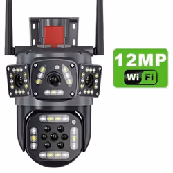 2024 New EU 12MP PTZ WiFi 6K Dual Lens Camera Wireless Three Screens Protection Motion Detection Outdoor IP CCTV Survalance H ...