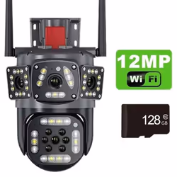 2024 New EU 12MP PTZ WiFi 6K Dual Lens Camera Wireless Three Screens Protection Motion Detection Outdoor IP CCTV Survalance H ...
