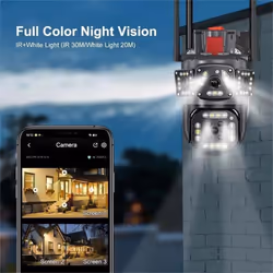 2024 New EU 12MP PTZ WiFi 6K Dual Lens Camera Wireless Three Screens Protection Motion Detection Outdoor IP CCTV Survalance Home Pro - Camera Add 128G