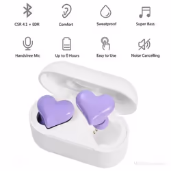 2024 Heart Shape Wireless Headphones Bluetooth 5.3 Active Noise Reduction Earphones HD Calling Earbuds with Charging Box - red