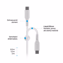 FIXED Liquid Silicone Cable USB-C/USB-C, 1,2m, 60W, white - Additional view 5
